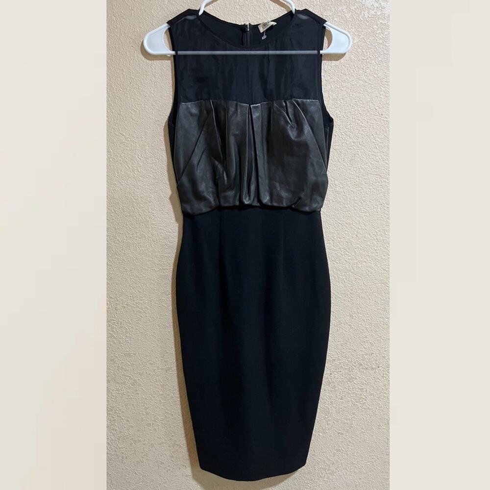 L’Agence black leather wool sheath dress - SAMPLE